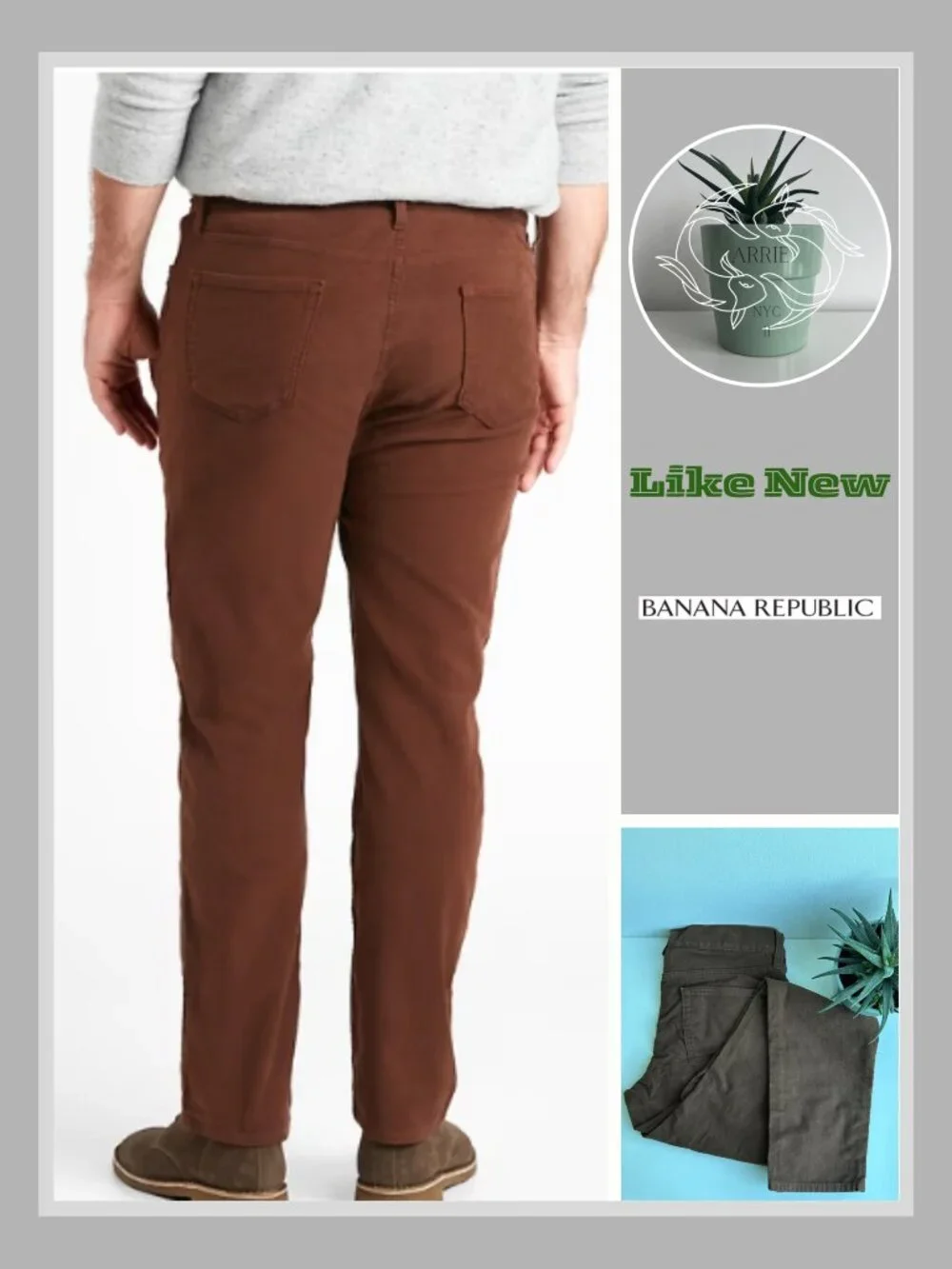 Banana Republic - Skinny Cozy Brushed Traveler Pant - Rust Brown (32x32)